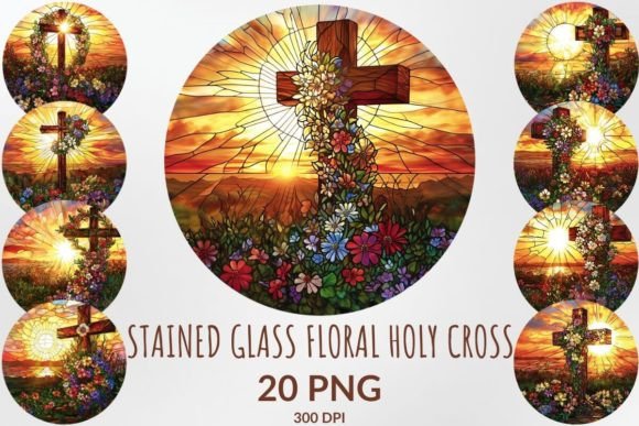 Download Stained Glass Floral Holy Cross Clipart - Holy cross Collection