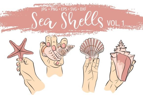 Download Holding Sea Shells Summer Illustrations - Summer illustrations Collection
