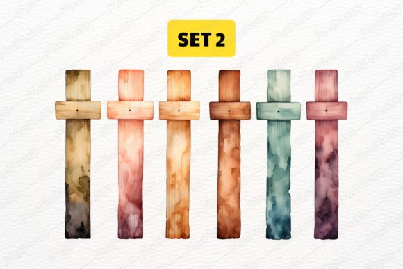 Download Watercolor Wooden Holy Cross Clipart Set - Holy cross Collection