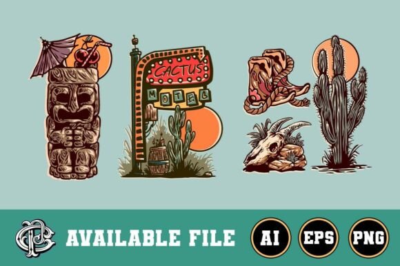 Download Cowboy Summer Illustrations Bundle - Premium Resources