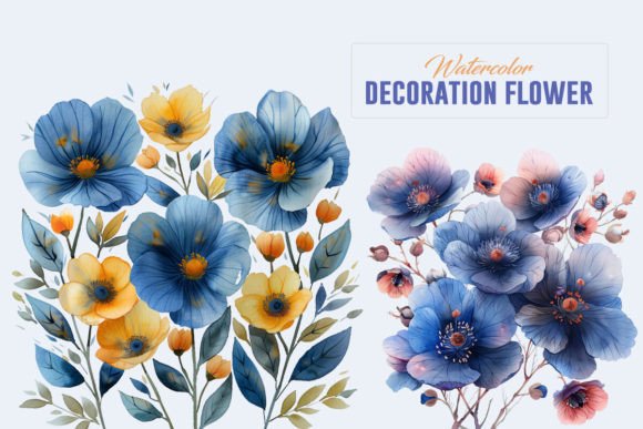 Download Watercolor Decorative Flowers - Decorative flowers Collection
