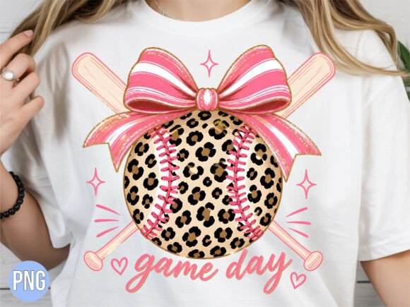 Download Game Day Leopard Baseball Bow PNG Shirt - Game day Collection