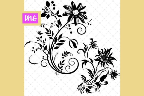 Download Ornate Decorative Flowers Black an White - Decorative flowers Collection